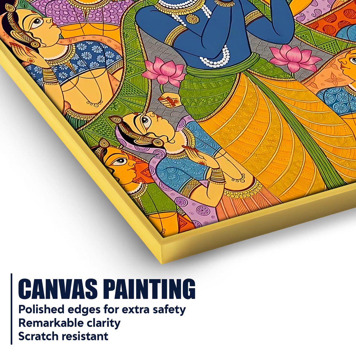 Hindu Lord Krishna Raas Scene Canvas Painting for Living Room Wall