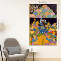 Hindu Lord Krishna Raas Scene Canvas Painting for Living Room Wall