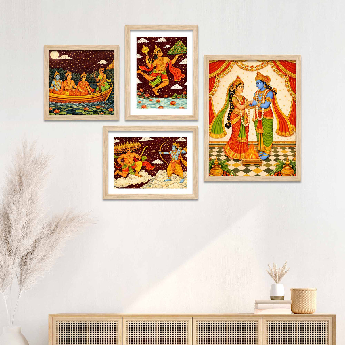 Hindu Mythology Ramayana Wall Frame Set of Four