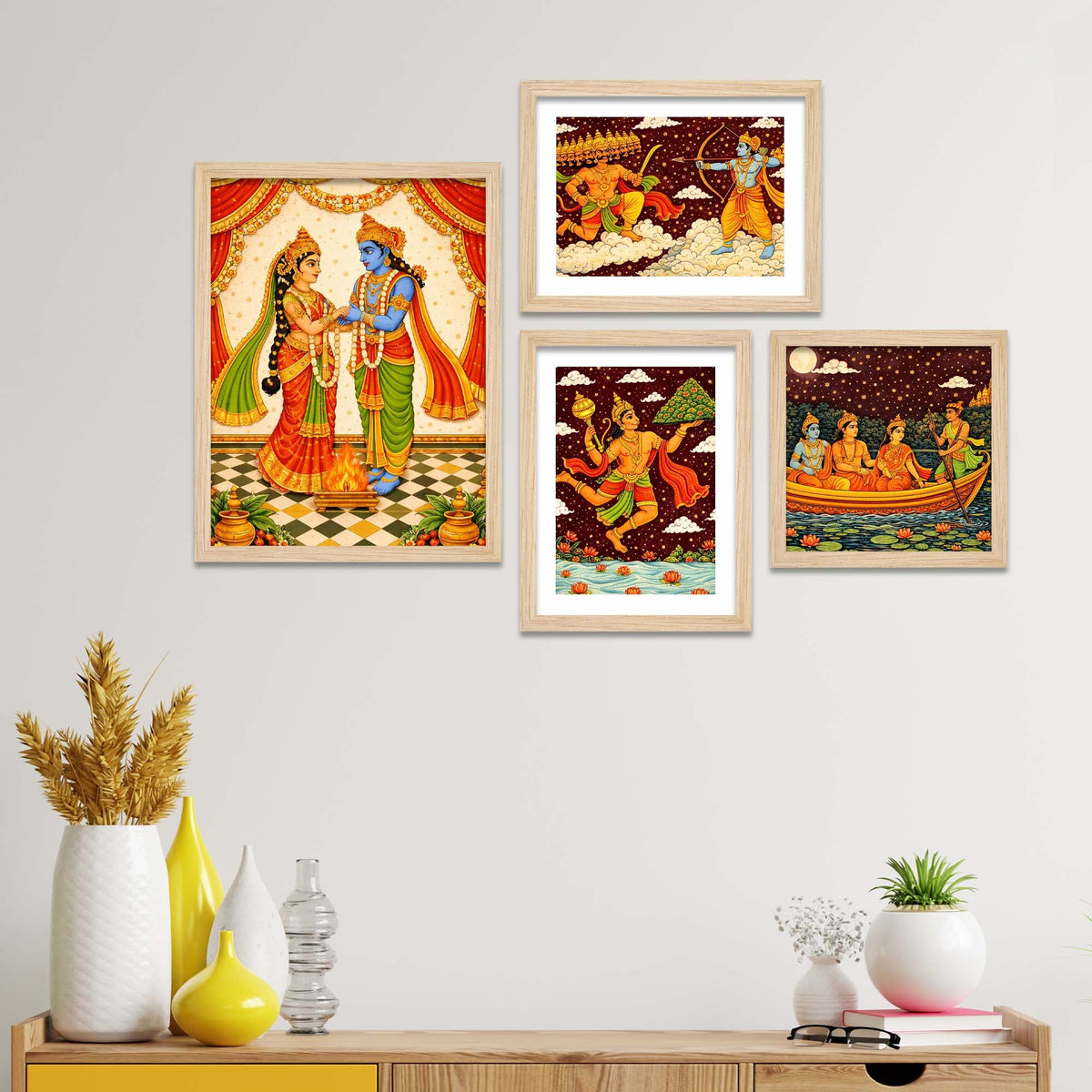 Hindu Mythology Ramayana Wall Frame Set of Four