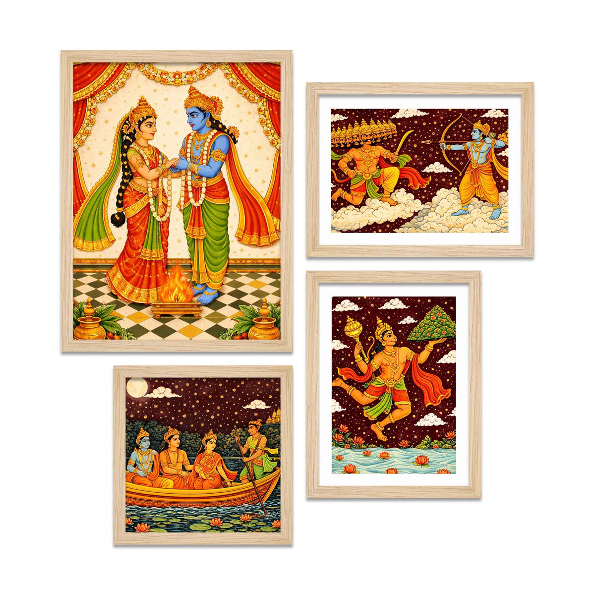 Hindu Mythology Ramayana Wall Frame Set of Four