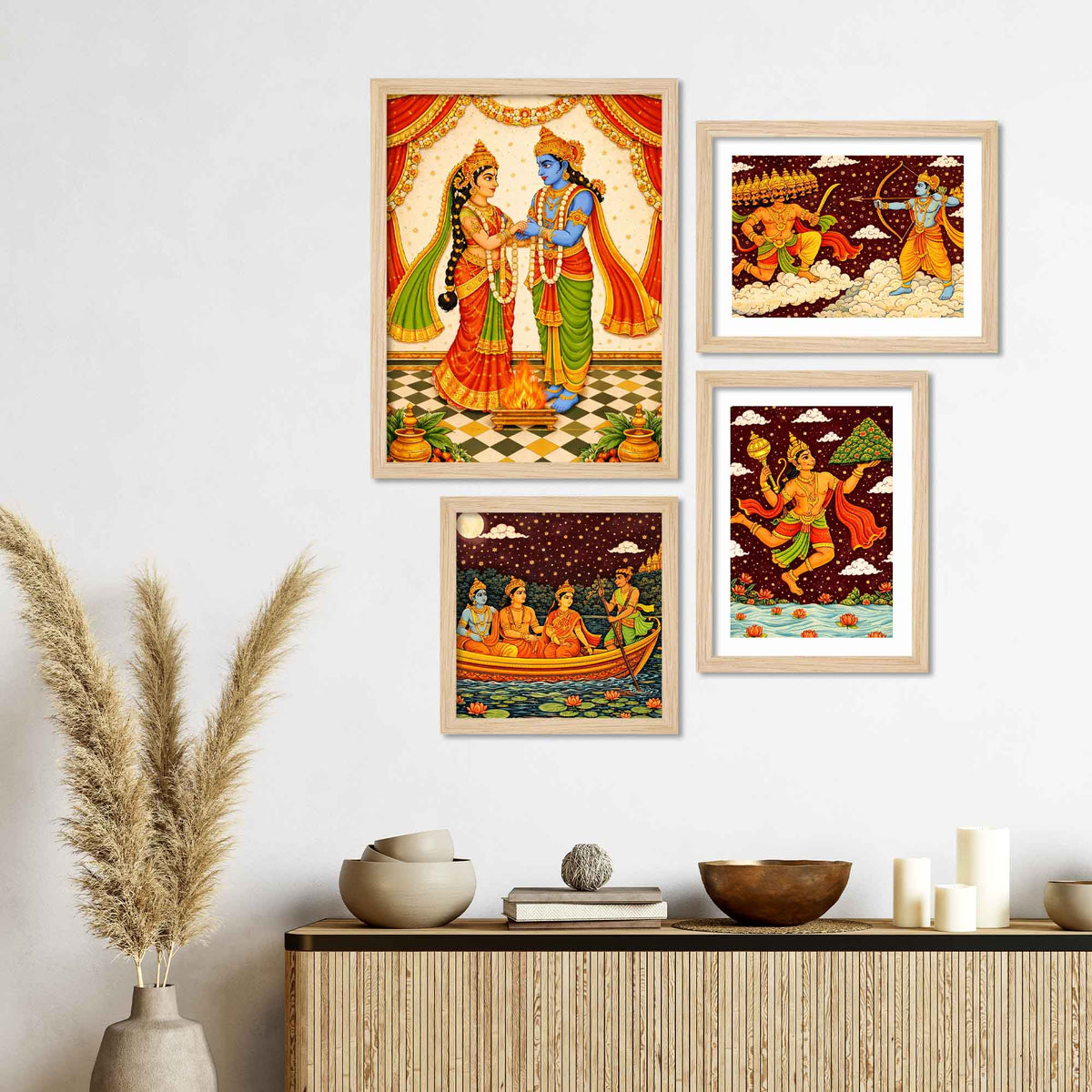 Hindu Mythology Ramayana Wall Frame Set of Four