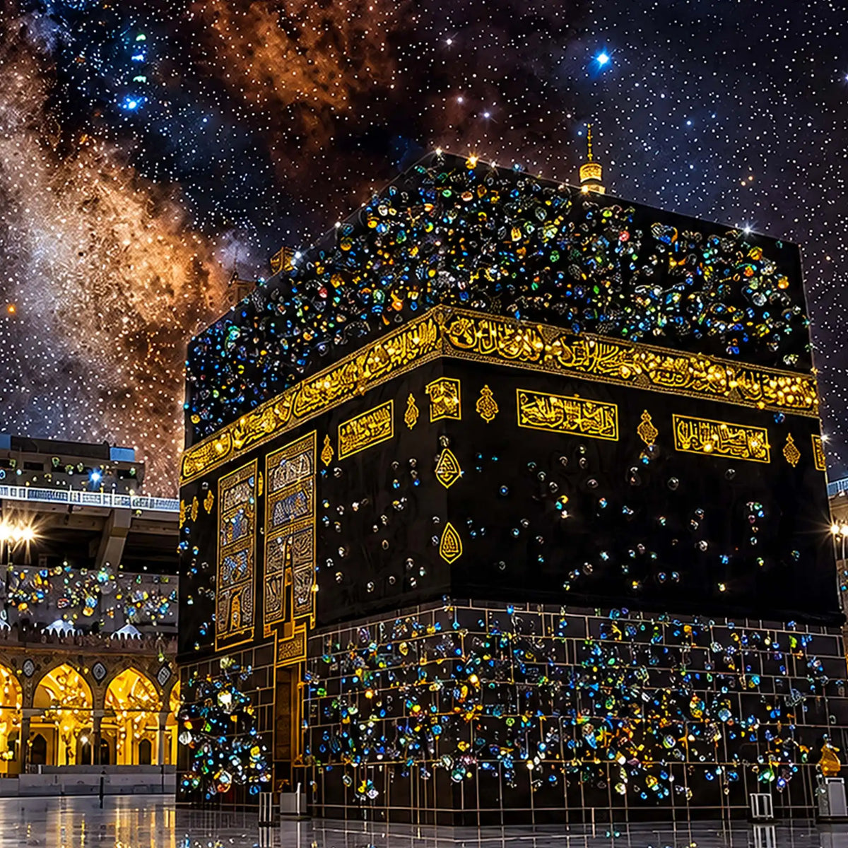Holy Kaaba Floating Frame Crystal Wall Painting