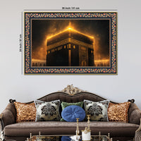 Holy Kaaba Peace & Serenity Floral Border Canvas Wall Painting