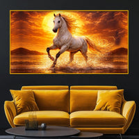 Horse Running in Water Crystal Glass Wall Painting