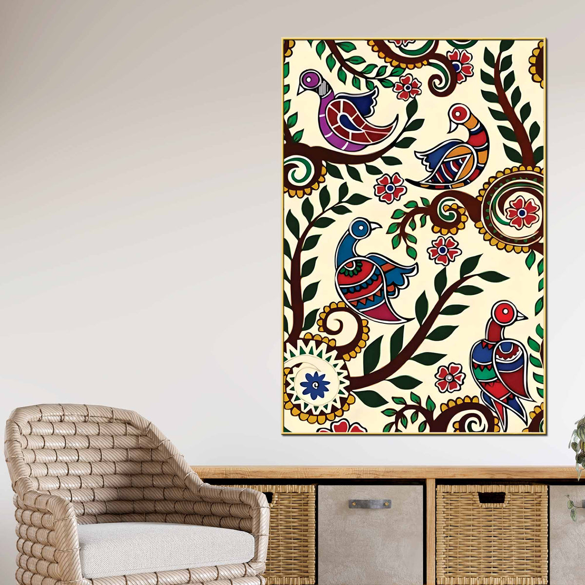 Indian Birds Canvas Painting | Nature Inspired Wall Decor & Gifting