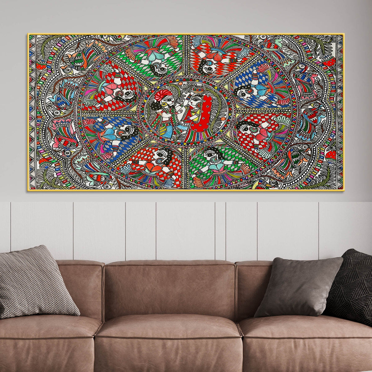 Indian Cultural Inspired Madhubani Canvas Wall Painting