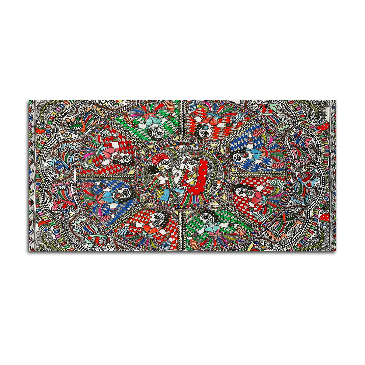 Indian Cultural Inspired Madhubani Canvas Wall Painting