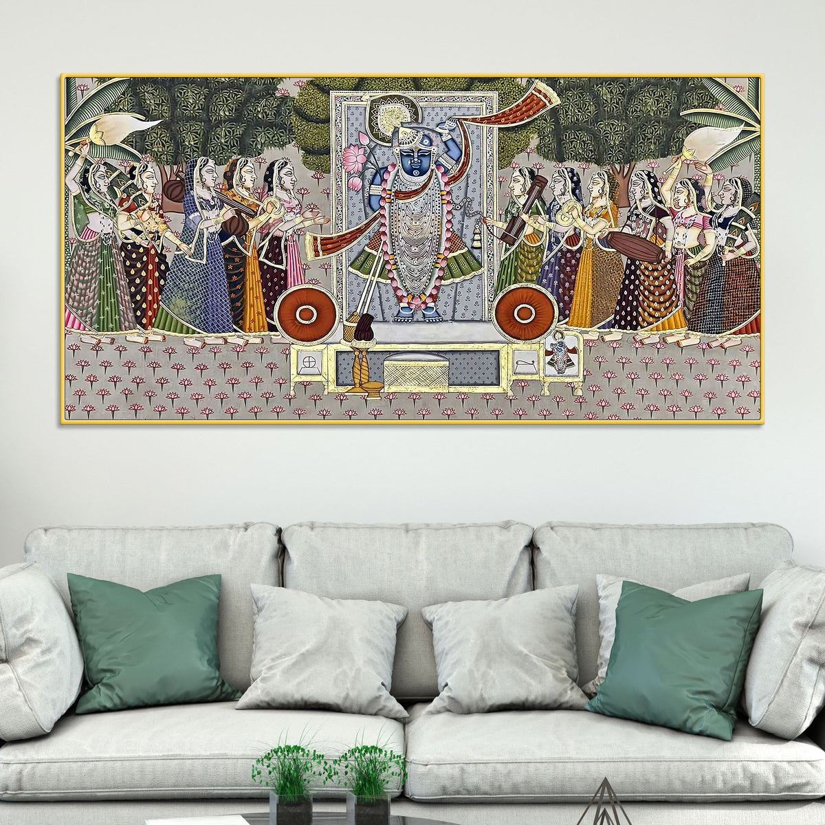 Indian Heritage Nathdwara Shreenathji Darbar Pichwai Canvas Wall Painting for Home & Temple
