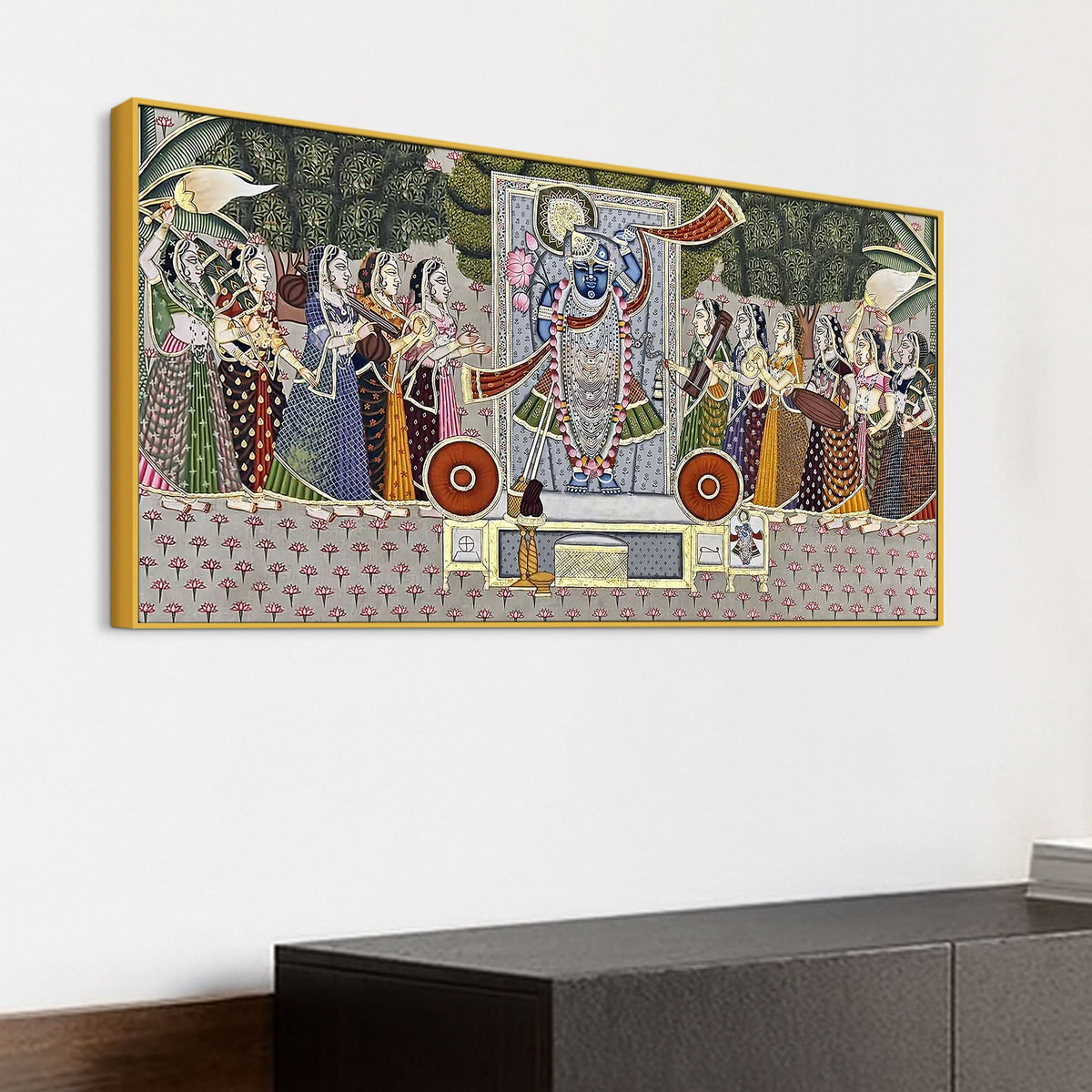 Indian Heritage Nathdwara Shreenathji Darbar Pichwai Canvas Wall Painting for Home & Temple