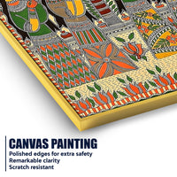 Indian Krishna with Gopis Madhubani Canvas Painting
