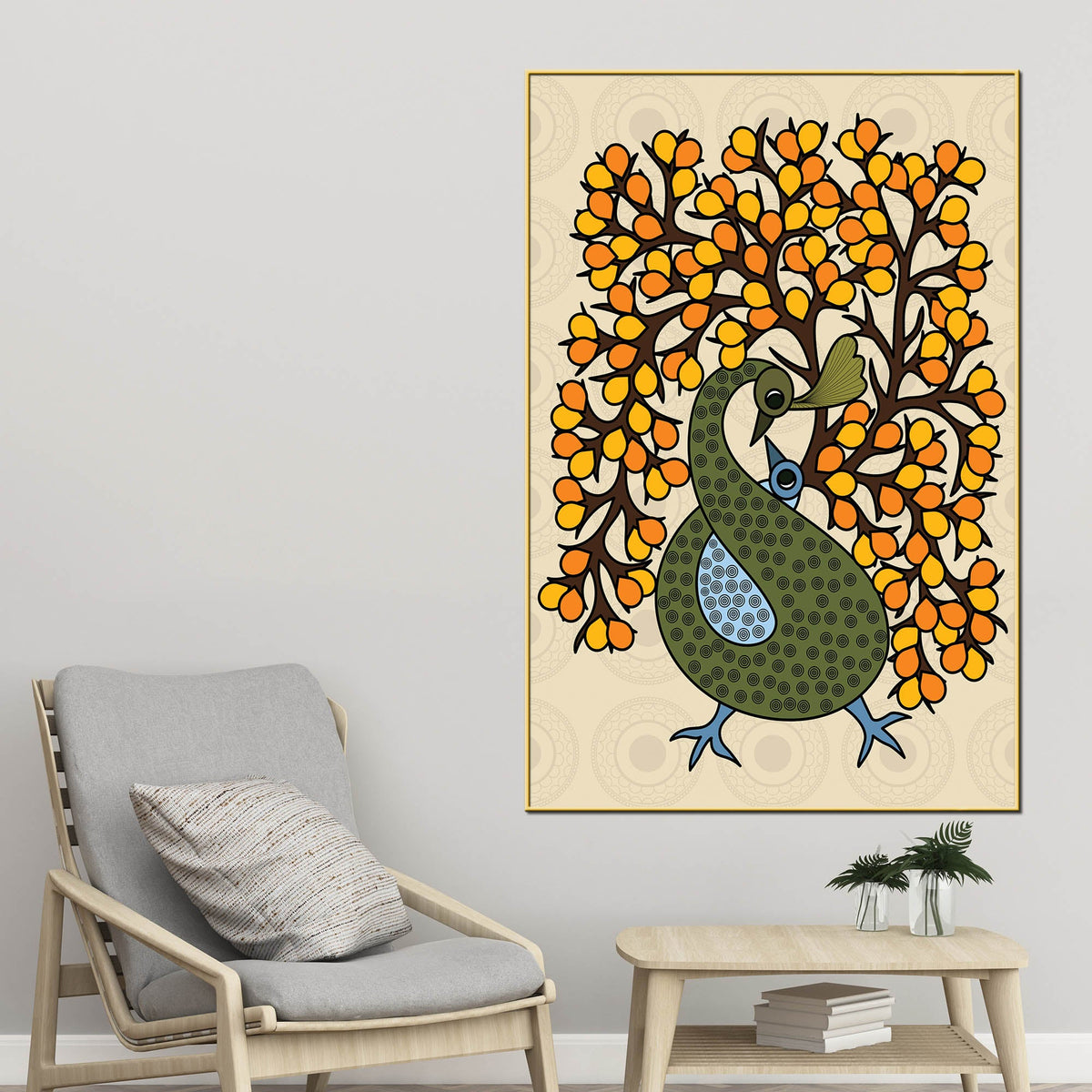 Indian Peacock Canvas Wall Painting | Home Decor