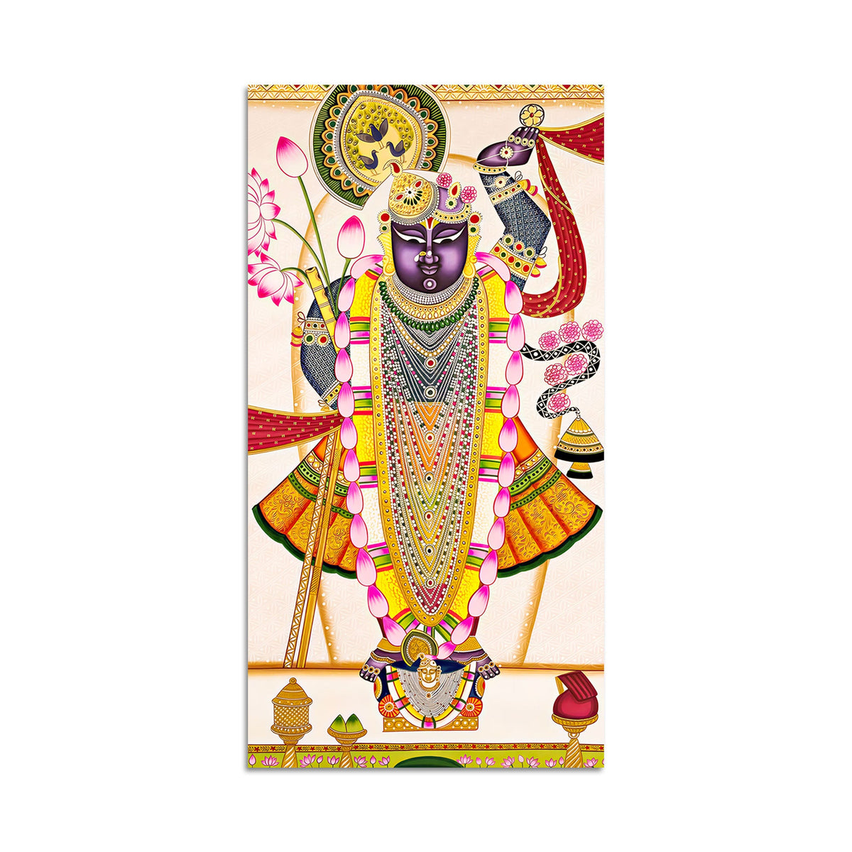 Indian Pichwai Art Shrinathji Canvas Painting | Premium Devotional Wall Art