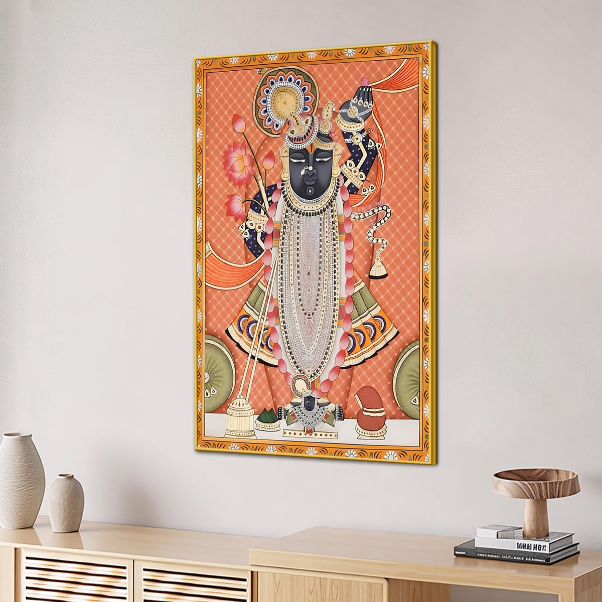 Indian Pichwai Shrinathji Wall Painting | Pichwai Style Canvas Decor