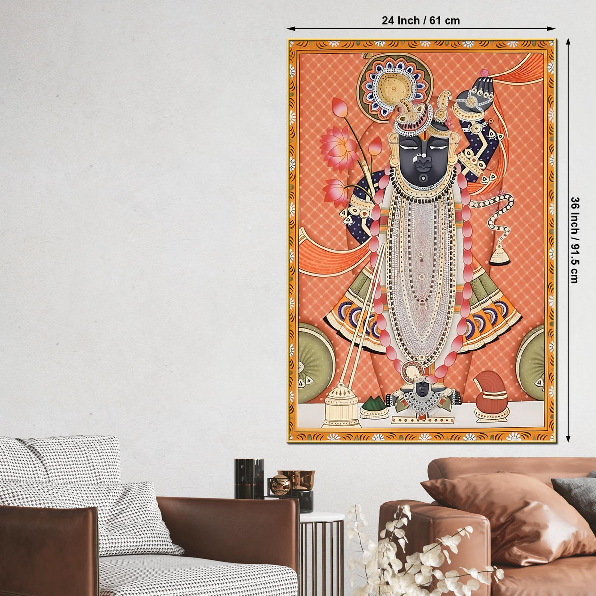 Indian Pichwai Shrinathji Wall Painting | Pichwai Style Canvas Decor