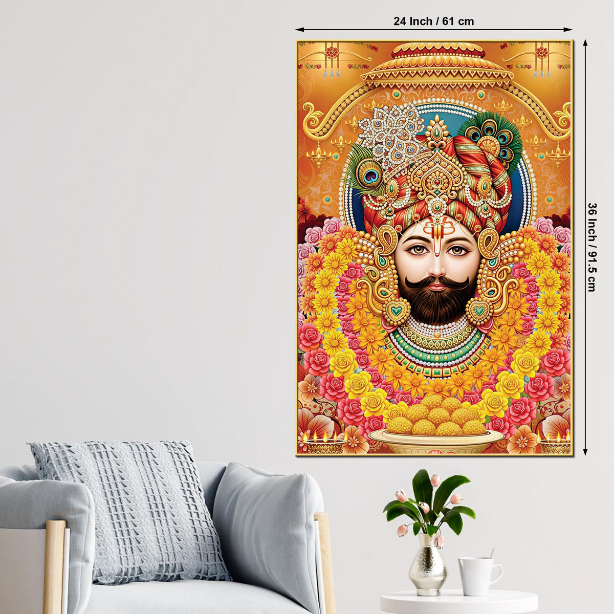Indian Religious Khatu Shyam Ji Canvas Wall Painting | Hindu Devotional Décor