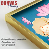 Indian Sacred Cow Painting | Lotus Floral Wall Art