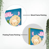 Indian Sacred Cow Painting | Lotus Floral Wall Art