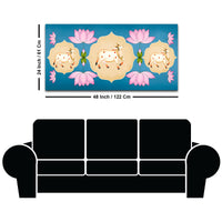 Indian Sacred Cow Painting | Lotus Floral Wall Art