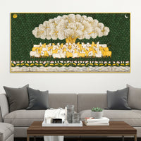 Indian Sacred Cow Pichwai Canvas Painting – Gau Mata Art