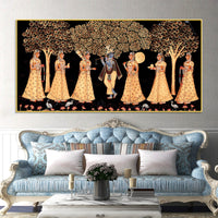 Indian Traditional Krishna Raas Leela Pichwai Wall Painting