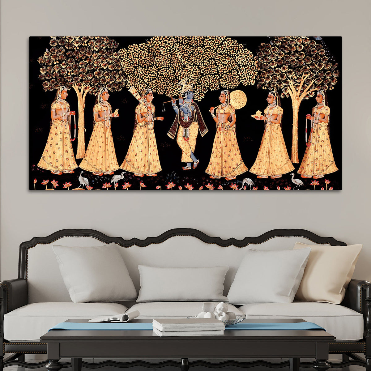 Indian Traditional Krishna Raas Leela Pichwai Wall Painting