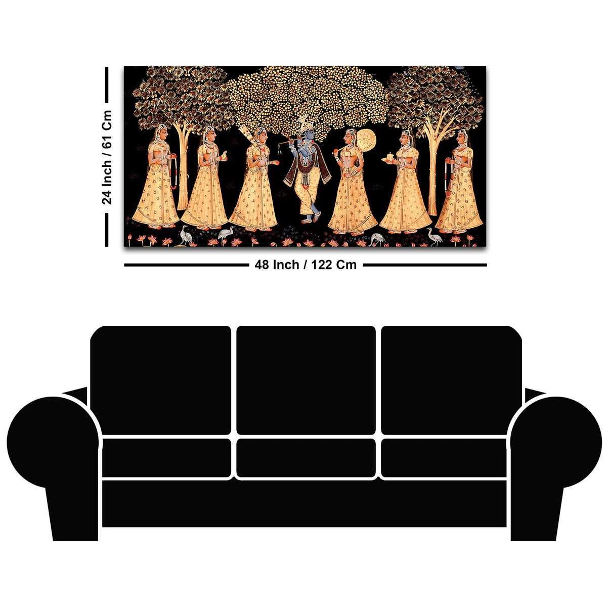 Indian Traditional Krishna Raas Leela Pichwai Wall Painting