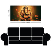 Indian Traditional Lord Shri Ganesh Premium Canvas Wall Painting –  Luxury Spiritual Wall Art for Home & Office Decor