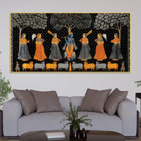 Indian Traditional Pichwai Krishna Raas Leela Wall Painting