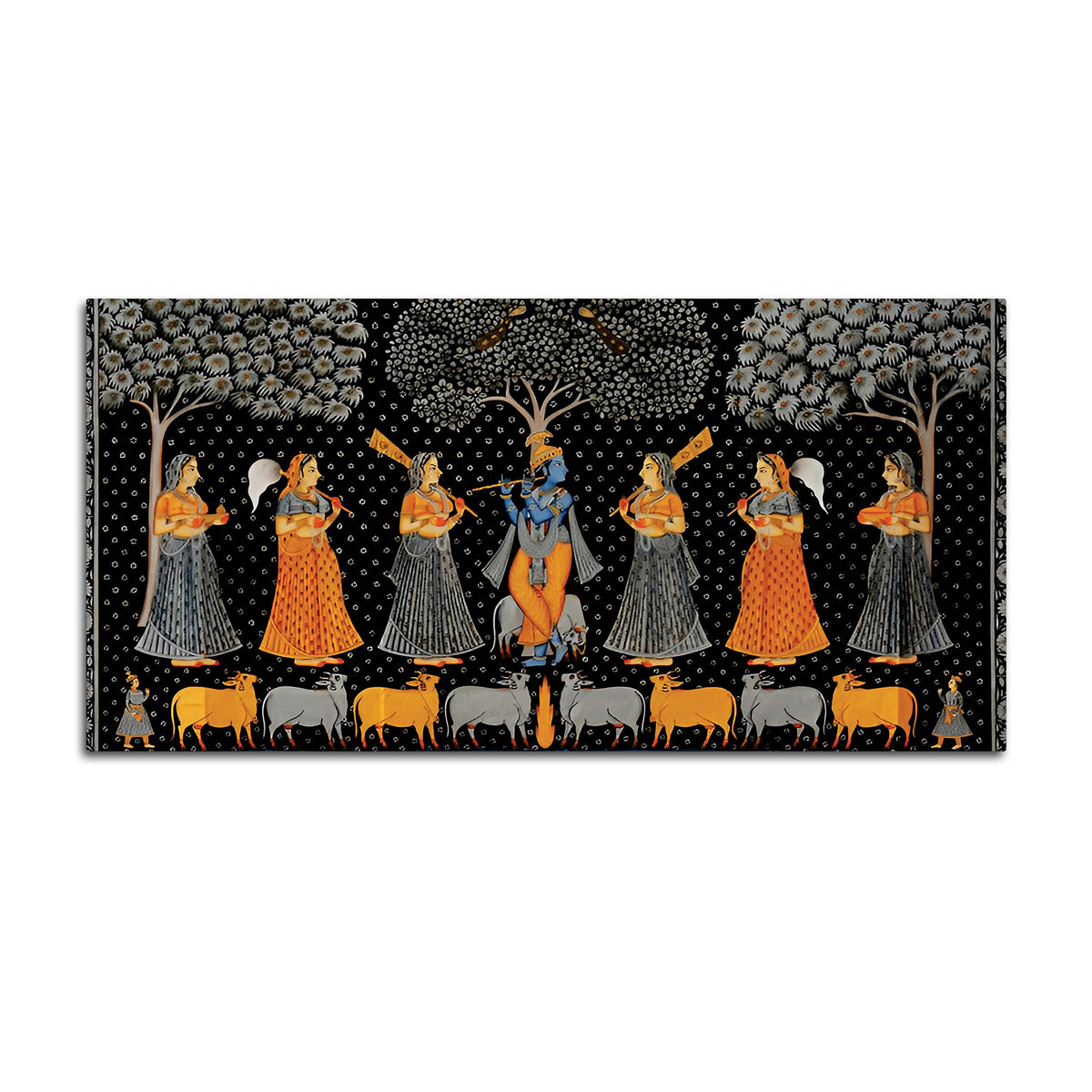 Indian Traditional Pichwai Krishna Raas Leela Wall Painting