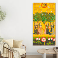 Indian Village Scene Canvas Painting | Traditional Ethnic Wall Art