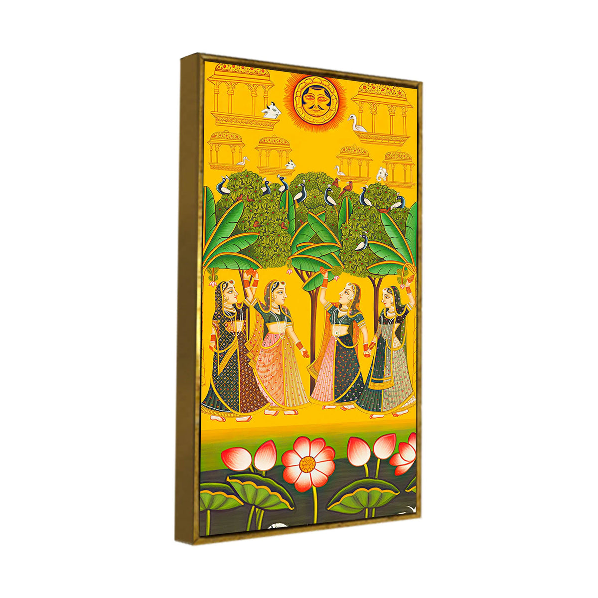 Indian Village Scene Canvas Painting | Traditional Ethnic Wall Art