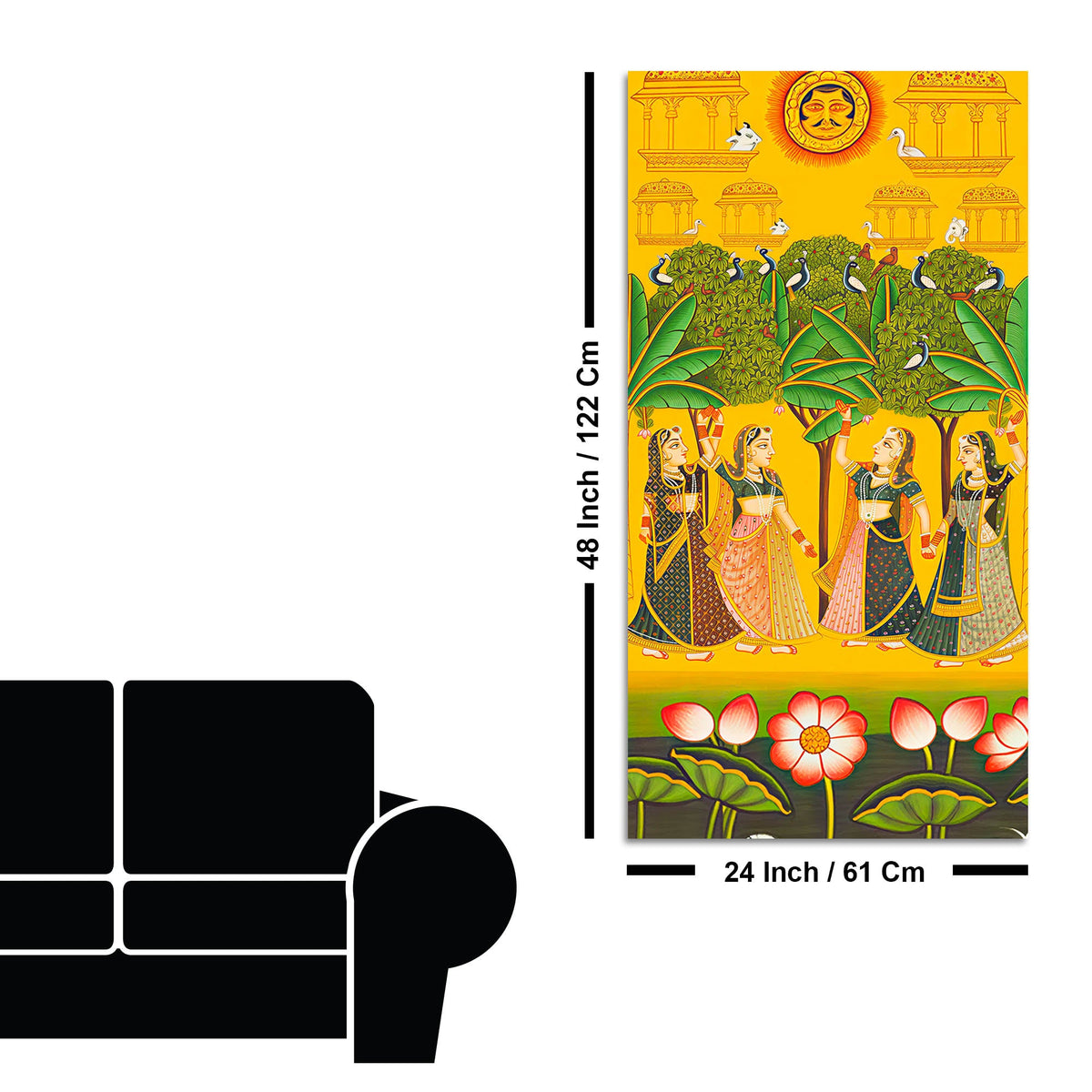 Indian Village Scene Canvas Painting | Traditional Ethnic Wall Art