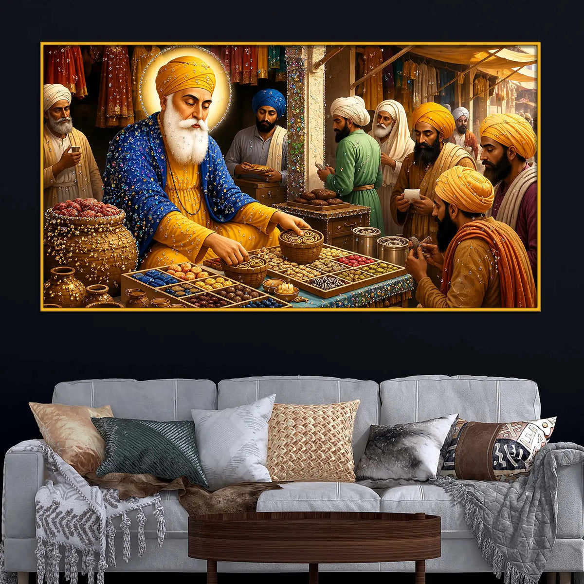 Inspirational Guru Nanak Ji Floating Frame Crystal Wall Painting