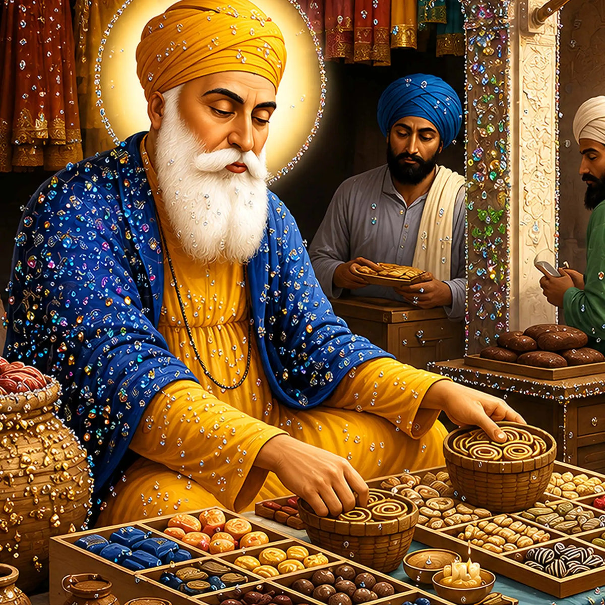Inspirational Guru Nanak Ji Floating Frame Crystal Wall Painting