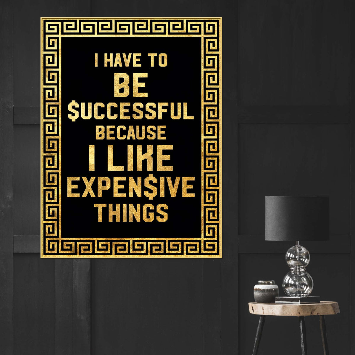 Inspirational Success Quote Wall Art | Premium Black & Gold Home Décor