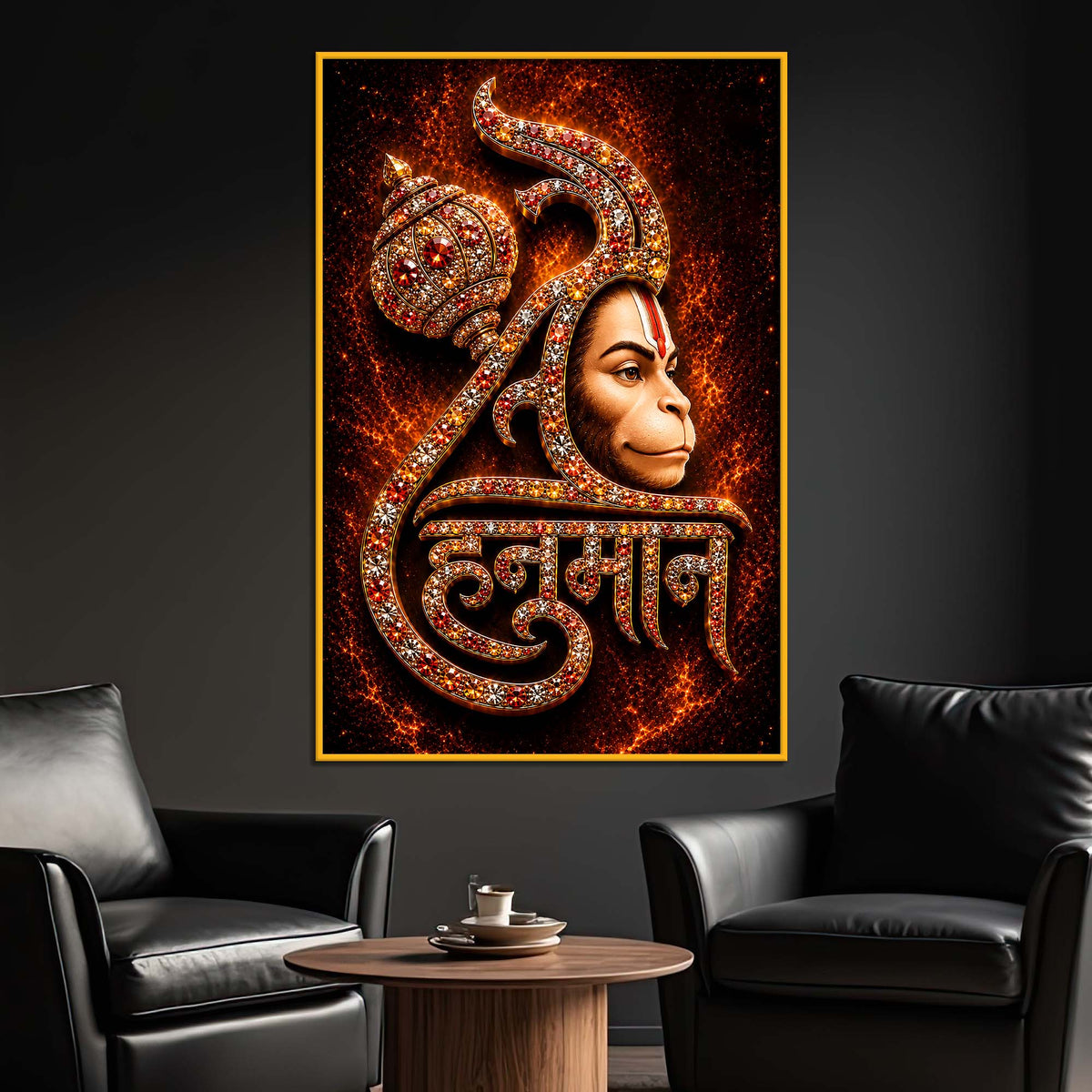 Jai Hanuman Floating Frame Crystal Wall Painting