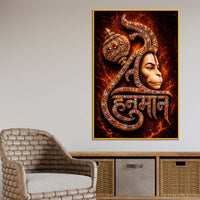 Jai Hanuman Floating Frame Crystal Wall Painting