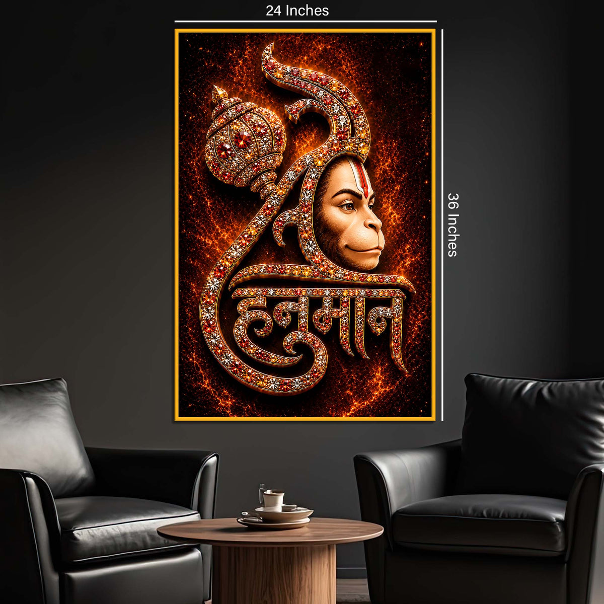 Jai Hanuman Floating Frame Crystal Wall Painting
