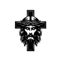 Jesus with Cross Metal Art Christian Spiritual Wall Decor