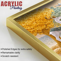 Journey Through the Golden Garden Acrylic Floating Wall Painting Set of 3