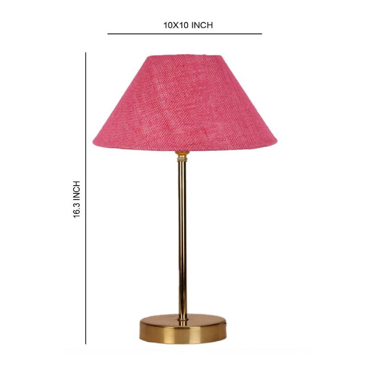 Jute Shade Textured Pink Color Table Lamp with Golden Metal Finish