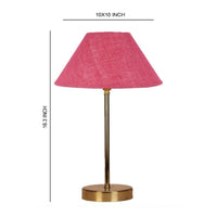 Jute Shade Textured Pink Color Table Lamp with Golden Metal Finish