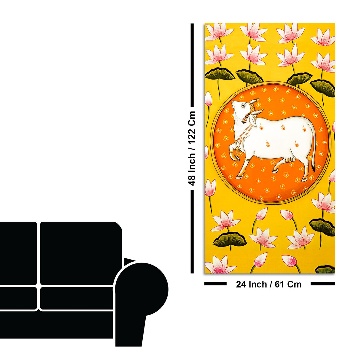 Kamdhenu Cow Pichwai Canvas Painting | Traditional Indian Wall Art