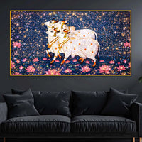 Kamdhenu Cow Premium Crystal Glass Finish Wall Painting