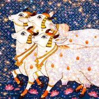 Kamdhenu Cow Premium Crystal Glass Finish Wall Painting