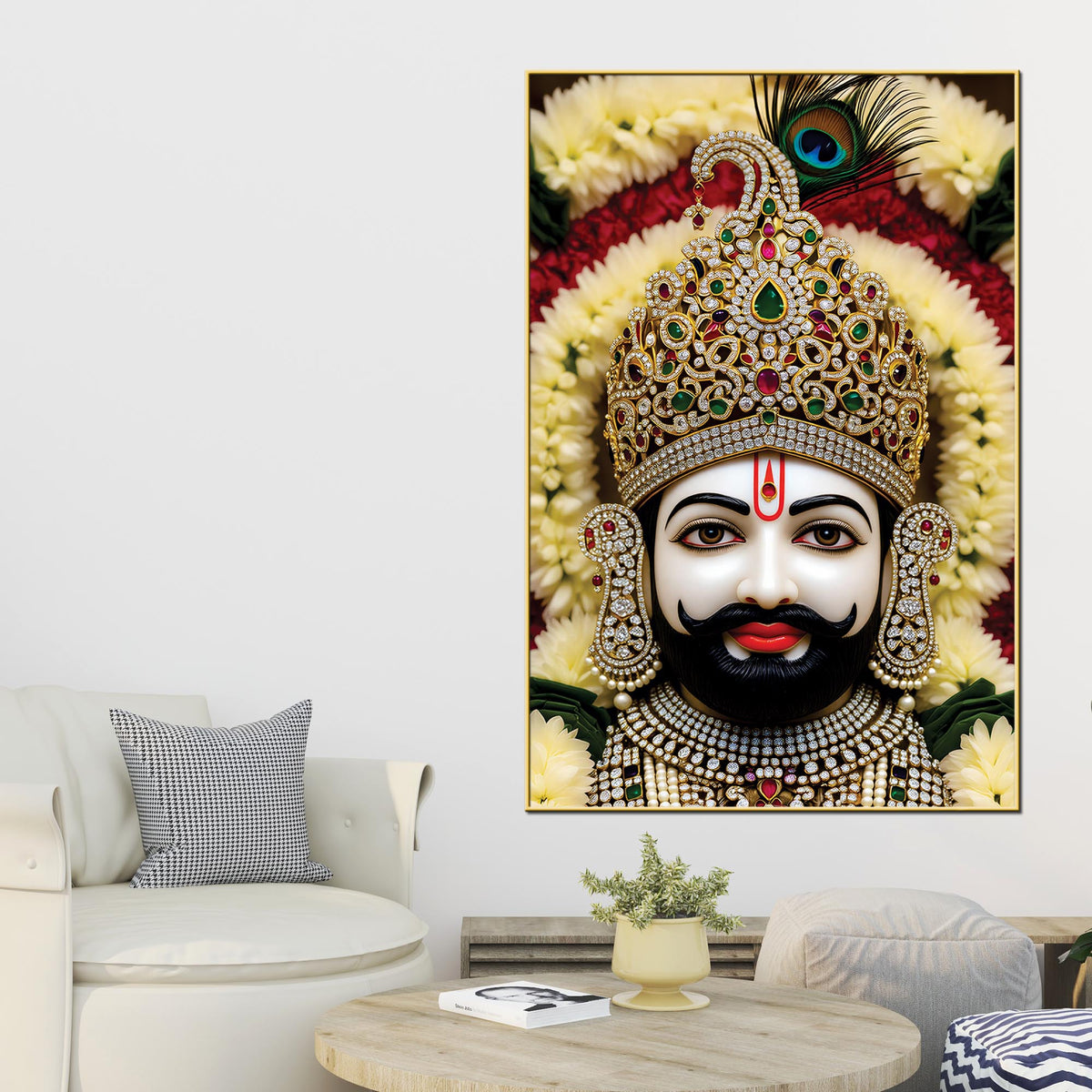 Khatu Shyam Ji Devotional Canvas Wall Painting | Pooja Room Home Decor