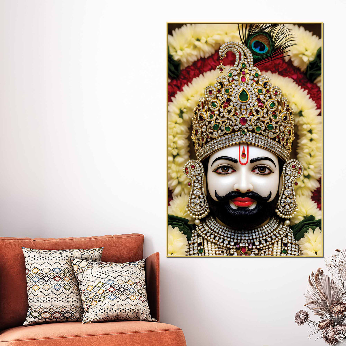 Khatu Shyam Ji Devotional Canvas Wall Painting | Pooja Room Home Decor