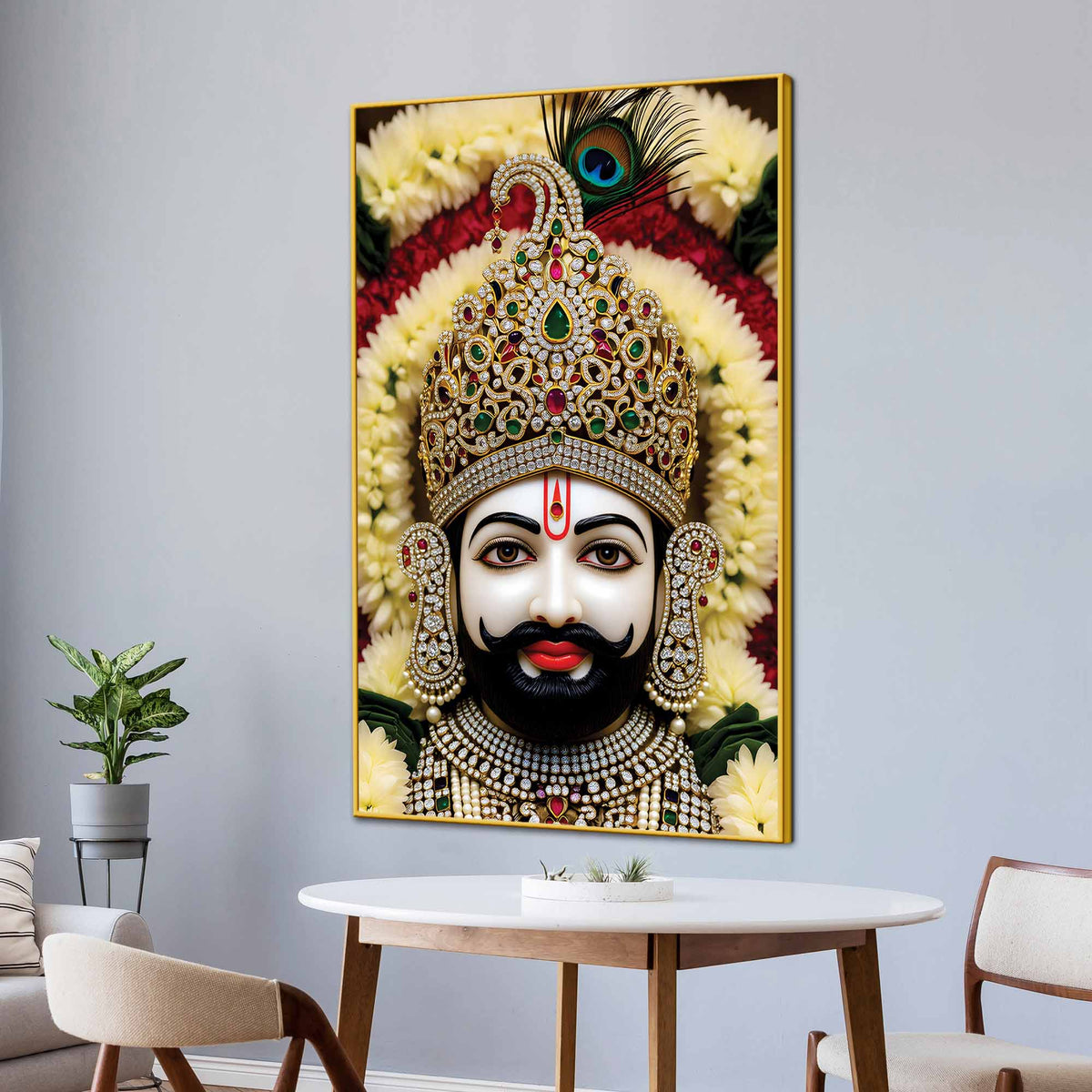 Khatu Shyam Ji Devotional Canvas Wall Painting | Pooja Room Home Decor