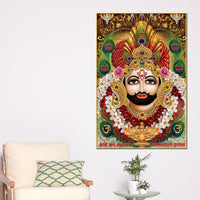 Khatu Shyam Ji Face Canvas Painting | Devotional Hindu Wall Art for Living Room